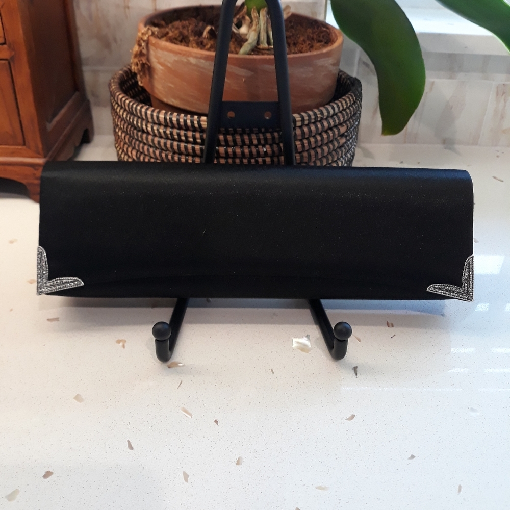 Kate Landry black satin evening bag